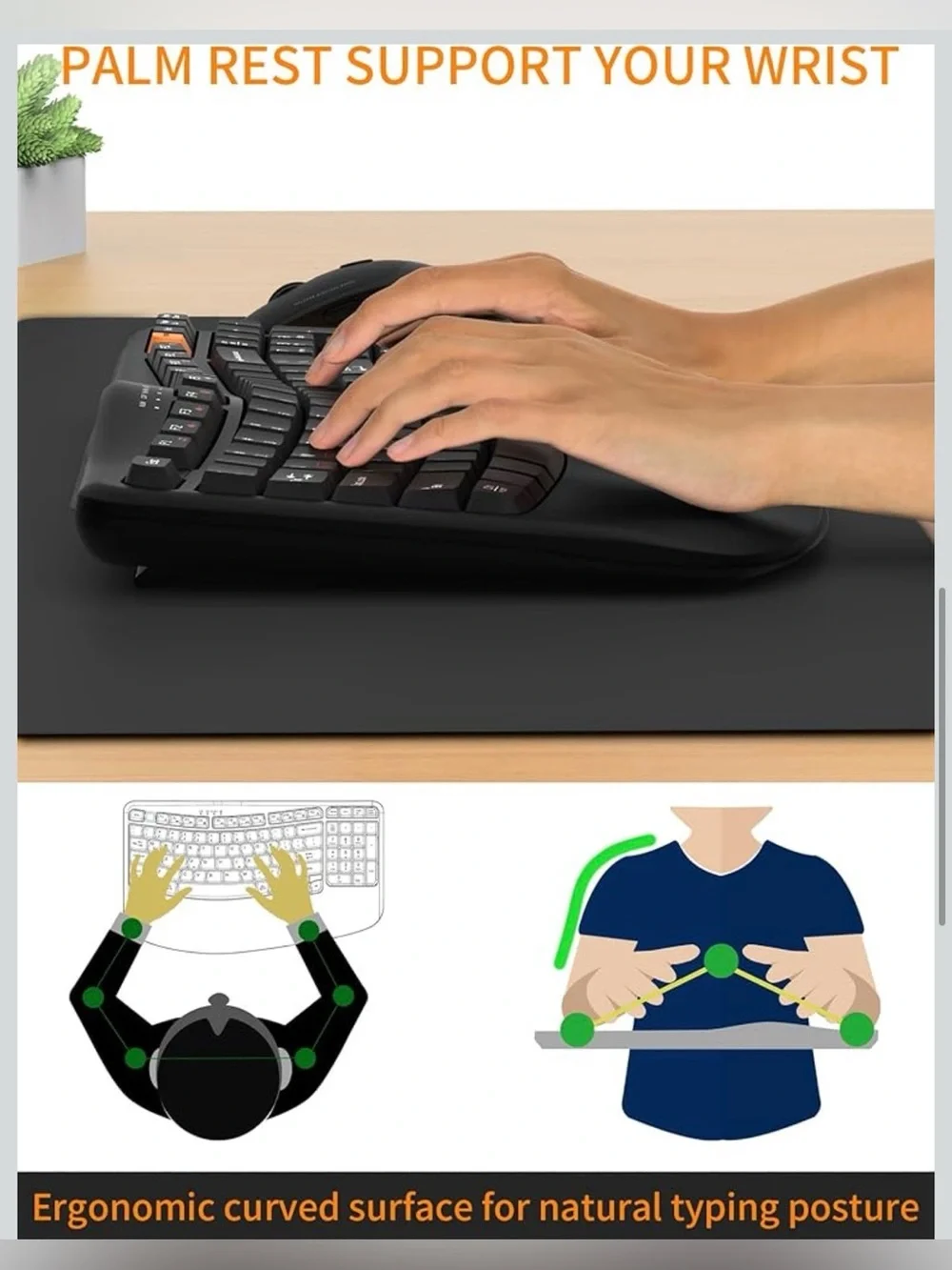 RECCAZR || Ergonomic Wireless Keyboard with Orange Accent Keys